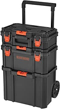 beyond by BLACK+DECKER BLACK+DECKER BDST60500APB Stackable Storage System - Set of 3 (Small Tool Box, Deep Tool Box & Rolling Tote)